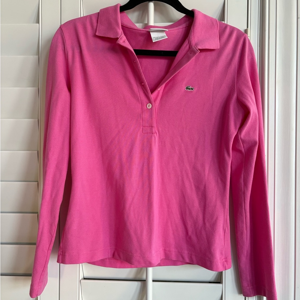 Lacoste Women's Pink Button Down Shirt